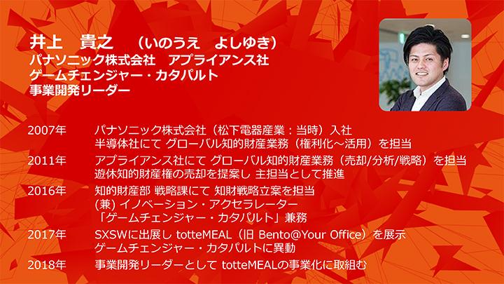 3_発表する井上の自己紹介スライド_Picture of Inoue's profile at Cross Value Innovation Forum 2019.jpg